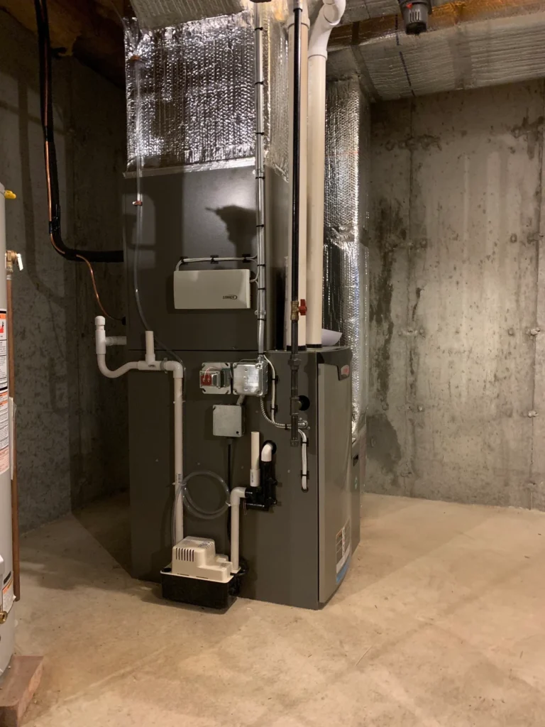 A large air handler in the middle of a room.