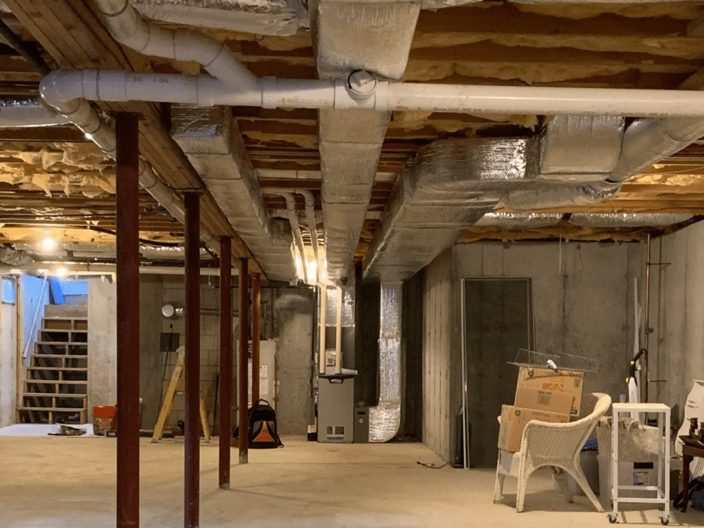 basement with air ducts