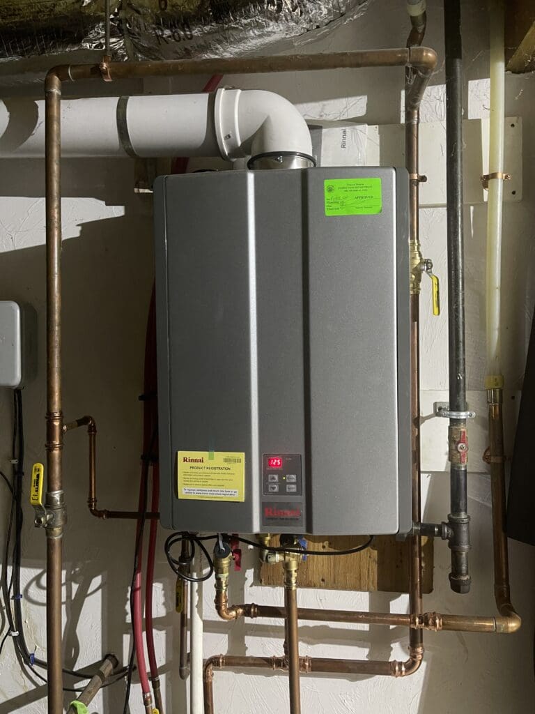 tankless water heater on the wall