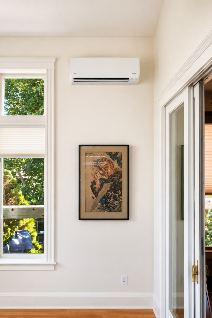 Modern minimalist room with air conditioner